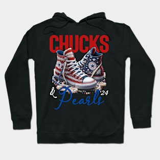 Kamala Harris 2024 Chucks And Pearls Kamala Walz 2024 Vote Hoodie